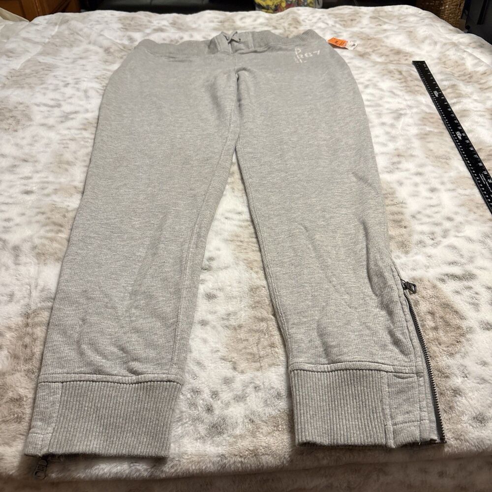Polo Ralph Lauren Gray Sweatpants Joggers Womens XL Logo Fleece Ankle Zippers